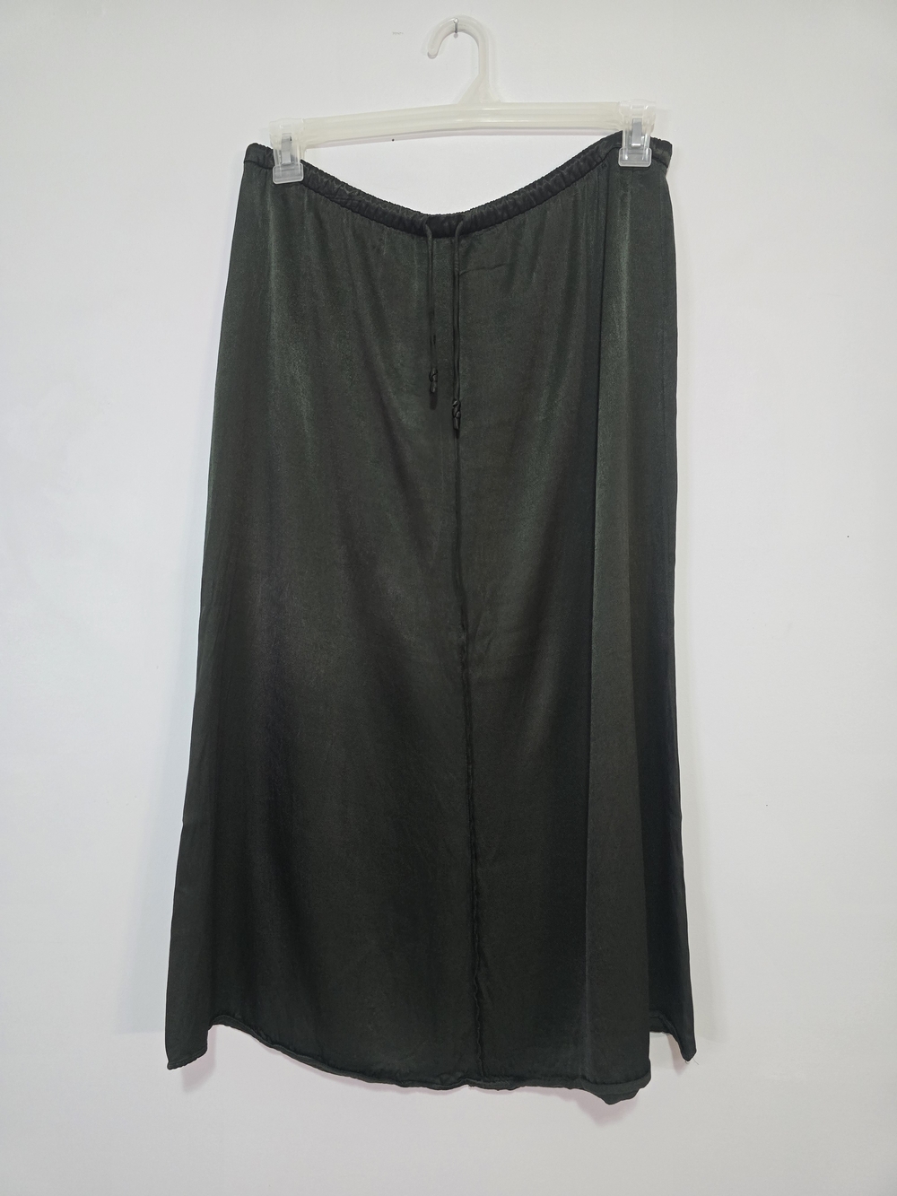 Zara Olive Green Midi Skirt with Drawstring Waist